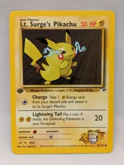 1st Edition Lt. Surge's Pikachu Gym heroes 81/132 NM Pokemon TCG - Image 3
