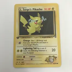 Pokemon TCG Gym Heroes Lt. Surge's Pikachu 1st Edition #81/132 NM/M - TCCCX - Image 1