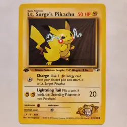 Lt. Surge's Pikachu 81/132 Pokemon TCG 1st Edition Gym Heroes NM Vintage 2000 - Image 1