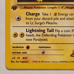 Lt. Surge's Pikachu 81/132 Pokemon TCG 1st Edition Gym Heroes NM Vintage 2000 - Image 4