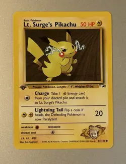 Pokemon TCG Vintage 1ST EDITION Lt. Surge's Pikachu 81/132 - Gym Heroes NM - Image 1