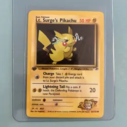 Pokemon TCG Gym Heroes Lt. Surge's Pikachu #81/132 1st Edition NM - Image 1