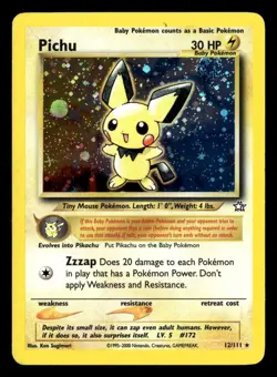 2000 Pokemon Neo Genesis Pichu Holo 12/111 UX1713 - Image 1