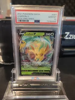 2021 Pokemon Sword & Shield Evolving Skies Leafeon V #007/203 PSA 10 POP 167 - Image 1