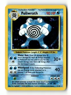 Poliwrath Holo Rare Holo Base Set 013/102 LP Pokemon TCG - Image 1