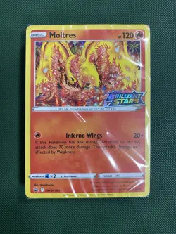 Moltres SWSH185 Holo Rare Brilliant Stars Black Star Promo SEALED Pokemon TCG - Image 1