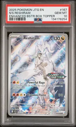 PSA 10 N's Reshiram 167/159 Pokemon Journey Together Enhanced Box Topper Stamped - Image 1