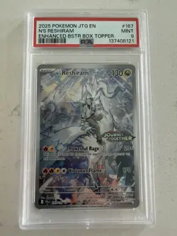 2025 POKEMON JTG EN-JOURNEY TOGETHER #167 N'S RESHIRAM PSA 9 STAMPED PROMO - Image 1