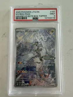 2025 POKEMON JTG EN-JOURNEY TOGETHER #167 N'S RESHIRAM PSA 9 STAMPED PROMO - Image 1