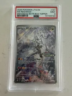 2025 POKEMON JTG EN-JOURNEY TOGETHER #167 N'S RESHIRAM PSA 9 STAMPED PROMO - Image 1