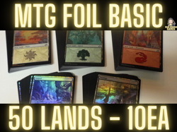 MTG Foil Basic Lands Mixed Sets Lot 50 NM+ Assorted 10 of each type - Image 1