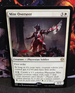 magic the gathering - Mite Overseer - Creature - Phyrexian Soldier - Rare -White - Image 1