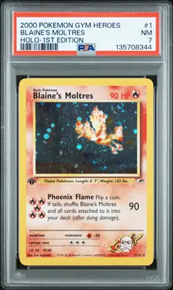 2000 POKEMON GYM HEROES HOLO-1ST ED #1 BLAINE'S MOLTRES PSA 7 - Image 1