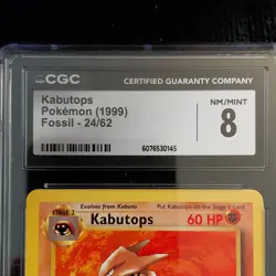 Pokemon 1999 English Non-Holo Kabutops Fossil Rare Unlimited CGC8 Regular 24/62 - Image 3