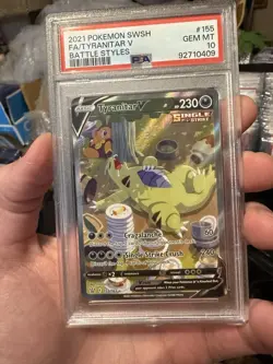 2021 POKEMON SWORD & SHIELD BATTLE STYLES #155 FULL ART/TYRANITAR V PSA 10 - Image 1
