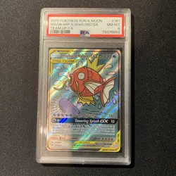 2019 POKEMON SUN & MOON TEAM UP #161 FULL ART/MAGIKARP & WAILORD GX HOLO PSA 8 - Image 1