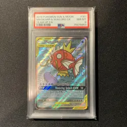 2019 POKEMON SUN & MOON TEAM UP #161 FULL ART/MAGIKARP & WAILORD GX HOLO PSA 8 - Image 2