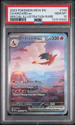 2023 POKEMON MEW EN-151 SPECIAL ILLUSTRATION RARE #199 CHARIZARD EX PSA 10 - Image 1