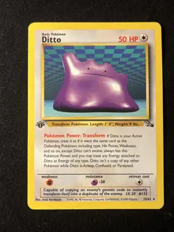 Pokemon 1999 1st Edition Ditto 18/62 Fossil Non-Holo LP - Image 1