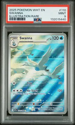 2025 POKEMON WHT EN-WHITE FLARE ILLUSTRATION RARE #110 SWANNA PSA 9 - Image 1