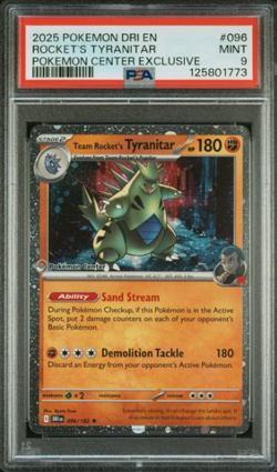 Team Rocket's Tyranitar (Pokemon Center Exclusive) 096/182 PSA 9 - Image 1