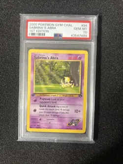 Pokemon PSA 10 1st Edition Gym Challenge Sabrina’s Abra - Image 1