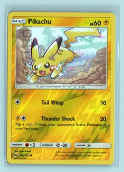 Pokemon Card Sun Moon Burning Shadows 40/147 Reverse Holo Pikachu - Image 1
