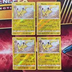 x4 Pikachu 40/147 Pokemon Sun & Moon Burning Shadows 2017 Reverse Holo LP/NM - Image 1
