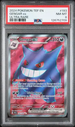 2024 POKEMON TEF EN-TEMPORAL FORCES ULTRA RARE #193 GENGAR EX PSA 8 - Image 1