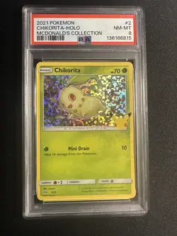 Chikorita 2/25 Holo Pokemon 25th Anniversary McDonald’s Promo Card 2021 PSA - Image 1