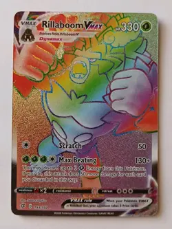 Rainbow Foil RILLABOOM VMAX Secret Rare SWSH Rebel Clash 193/192 Pokemon Card NM - Image 1