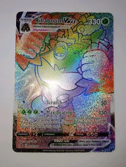 Rainbow Foil RILLABOOM VMAX Secret Rare SWSH Rebel Clash 193/192 Pokemon Card NM - Image 3
