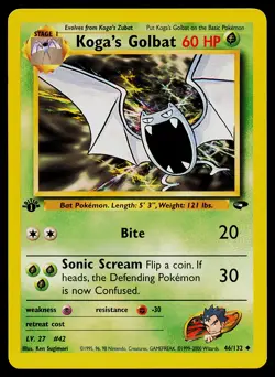 Pokemon Card Gym Challenge 46/132 Koga's Golbat 1st Edition Vintage - Image 1