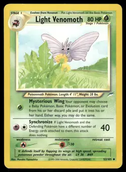Pokemon Cards Light Venomoth 53/105 UNLIMITED Neo Destiny WOTC Uncommon NM - Image 1