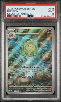 DUOSION #119 ILLUSTRATION RARE 2025 POKEMON BLK EN BLACK BOLT PSA 9 MINT LOW POP - Image 1
