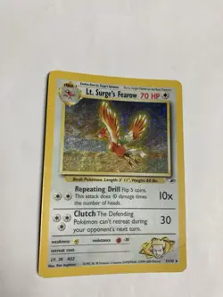 Pokemon TCG Lt. Surge's Fearow 7/132 Gym Heroes Unlimited MP w/Holo Swirl - Image 1