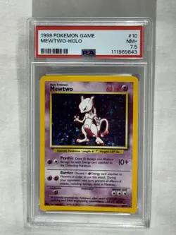 Pokemon MEWTWO 1999 Base Set Holo Rare #10 PSA 7.5 NM+ - Image 1