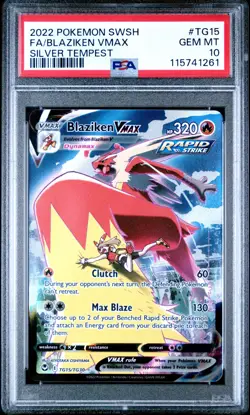 2022 Pokemon SWSH Silver Tempest #TG15 FA Blaziken VMAX PSA 10 GEM MINT - Image 1