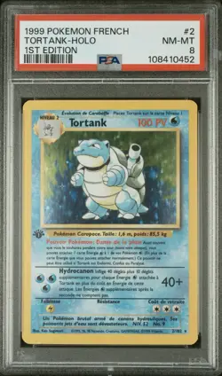 1999 Pokemon FRENCH 1st Edition Base Set Tortank & Florizarre Holo PSA 8 - Image 1