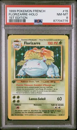 1999 Pokemon FRENCH 1st Edition Base Set Tortank & Florizarre Holo PSA 8 - Image 3