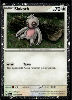Pokemon Slakoth 160/193 Cosmos Holo SWIRL Paldea Evolved - Image 1