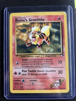2000 Pokemon Gym Heroes Blaine's Growlithe #35/132 - Image 1