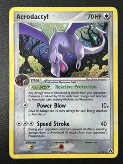Aerodactyl 1/92 Legend Maker Holo Rare Pokemon Card MP Crease - Image 1