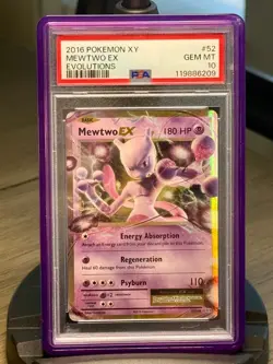2016 POKEMON XY Mewtwo EX 52/108 Evolutions Holo PSA10 w/ GradedGuard - Image 1
