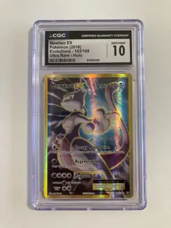 2016 Pokemon Evolutions Mewtwo EX Ultra Rare Holo CGC Gem Mint 10 103/108 - Image 1