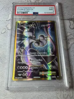 2016 Pokemon XY Mewtwo EX (Full Art) 103/108 Evolutions Holo PSA 9 - Image 1