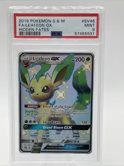 PSA 9 MINT Leafeon GX Hidden Fates Full Art Holo Pokemon Card #SV46 - Image 1