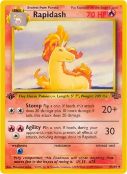 Rapidash 44/64 Uncommon Jungle 1st Edition Non Holo Pokemon Card - Image 1