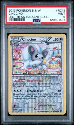 2013 POKEMON B&W LEGEND TREASURES RADIANT COLL #RC19 CINCCINO PSA 9 - Image 1