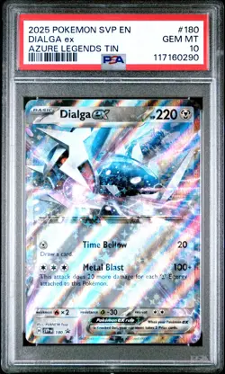 2025 POKEMON SVP EN-SV BLACK STAR PROMO AZURE LEGENDS TIN #180 DIALGA EX PSA 10 - Image 1